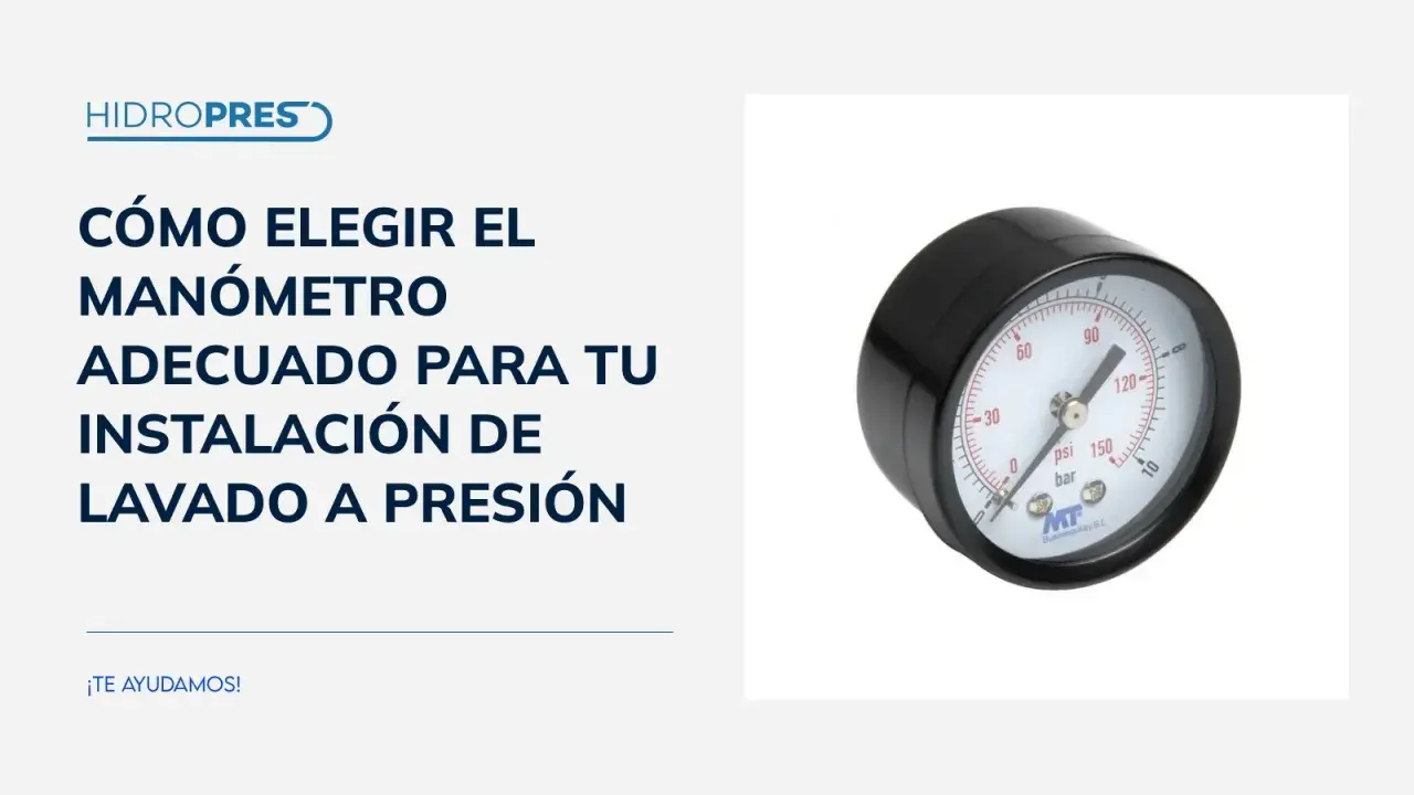 Manómetro de presión con escala en bar y psi, ideal para tu instalación de lavado a presión.