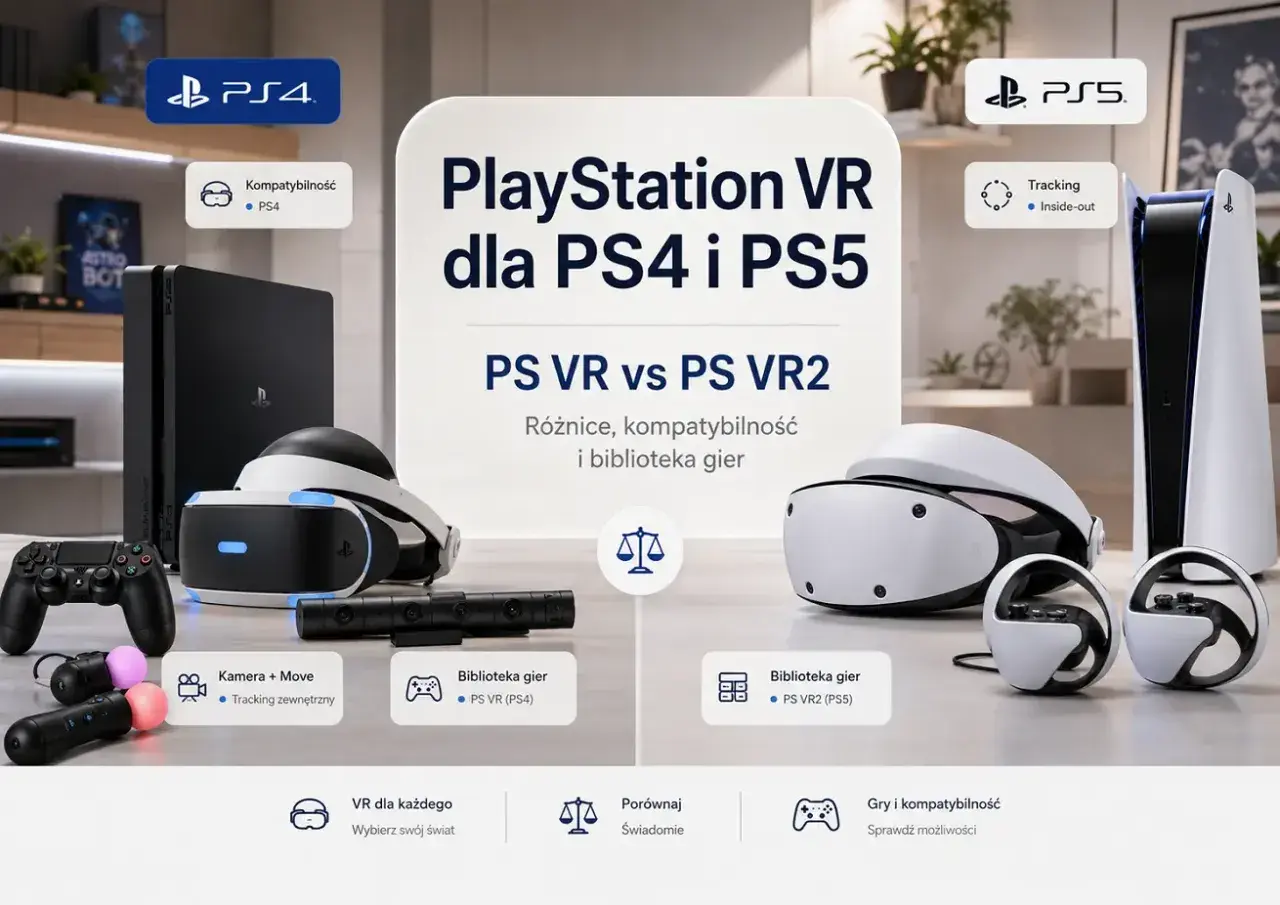 Porównanie PS VR i PS VR2 od Sony Interactive Entertainment. Zestawienie gogli, konsol PS4 i PS5 oraz akcesoriów.