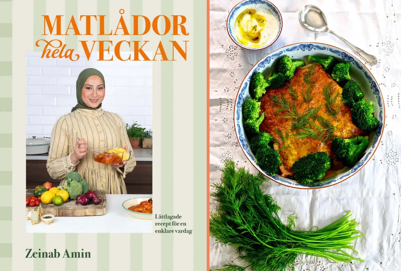 Zeinab Amin presenterar en nyttig veckomeny med en vackert tillagad lax med broccoli och en fräsch yoghurtsås.