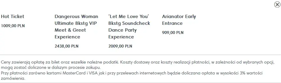 Ile kosztuje bilet na koncert Ariany Grande? Ceny, pakiety VIP i więcej