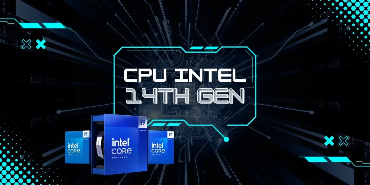 Intel 14th Gen CPUs: i5, i7, i9 in their blue boxes, ready for performance.