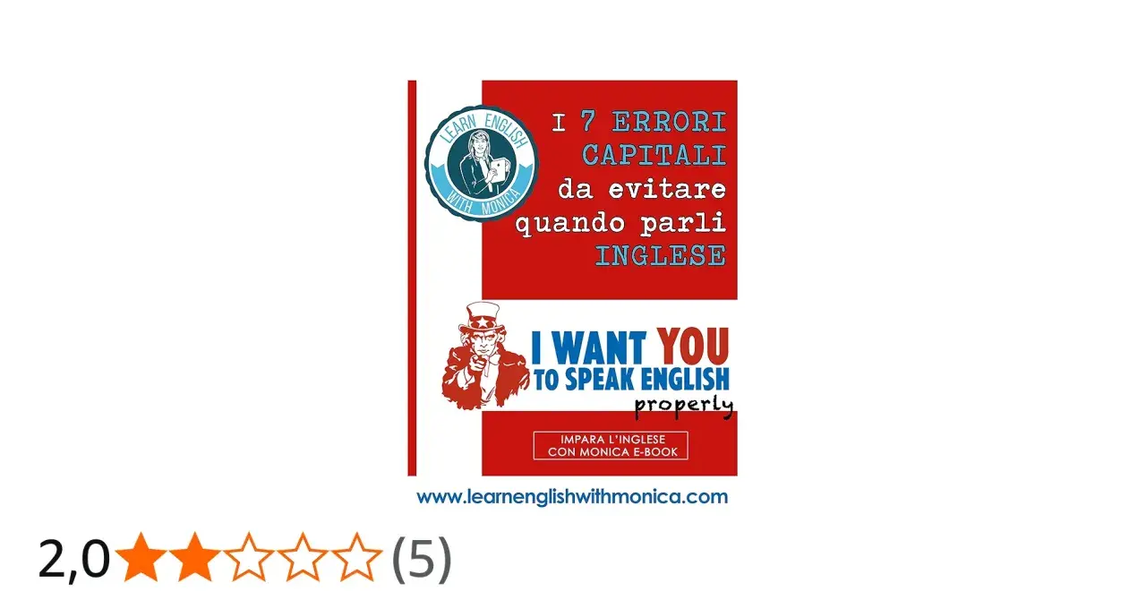 Impara l'inglese con Monica: evita 7 errori comuni. L'e-book ti aiuterà a parlare inglese correttamente, come suggerito da Uncle Sam.