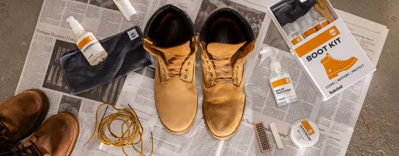 Learn how to wash Timberland boots with this boot care kit, featuring cleaner, proofer, and wax.