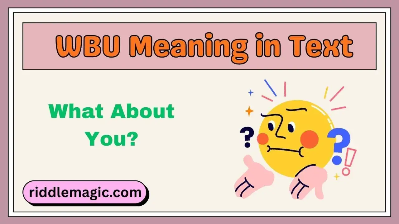 WBU significato: "What About You?". Un'emoji pensierosa con punti interrogativi e un sito web.