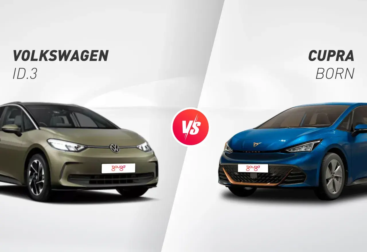 Volkswagen ID.3 verde y Cupra Born azul, comparativa de medidas.