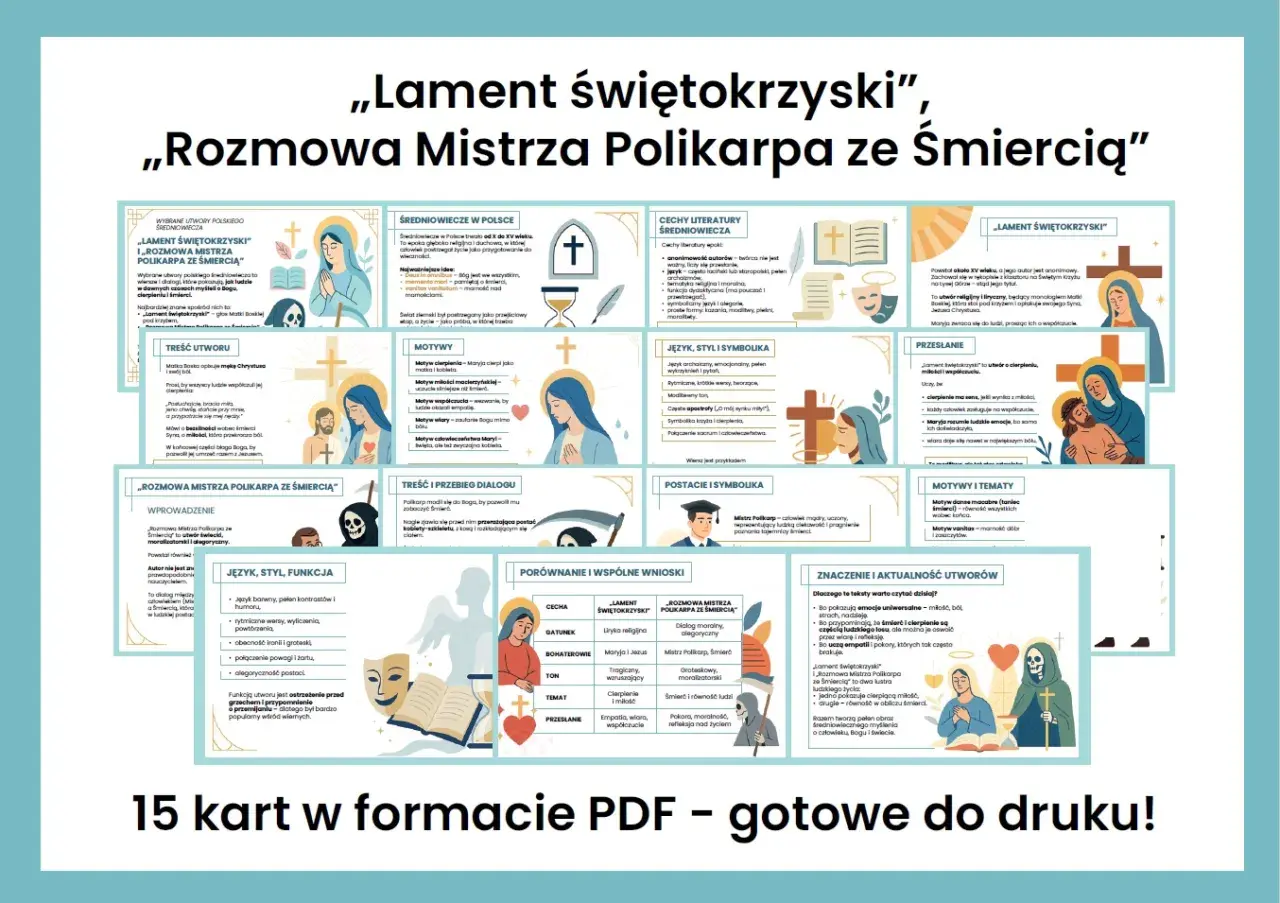 Lament świętokrzyski i Rozmowa Mistrza Polikarpa ze Śmiercią – motywy, styl i przesłanie średniowiecznych utworów.