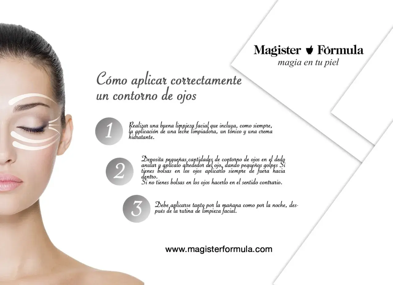 Mujer aplicando contorno de ojos con toques suaves. Guía paso a paso para el cuidado de la piel.