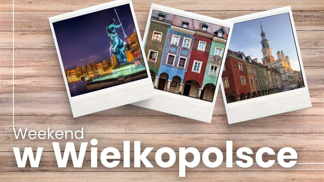 Wielkopolskie klimaty: nocny widok na fontannę, kolorowe kamieniczki i ratusz. Idealny wypad na weekend!