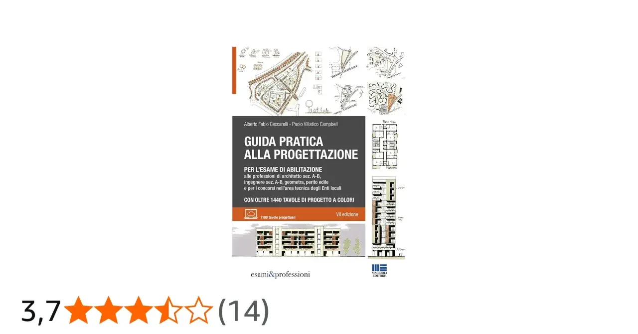 Guida pratica alla progettazione, con tavole a colori che illustrano il cemento architettonico e progetti edilizi.