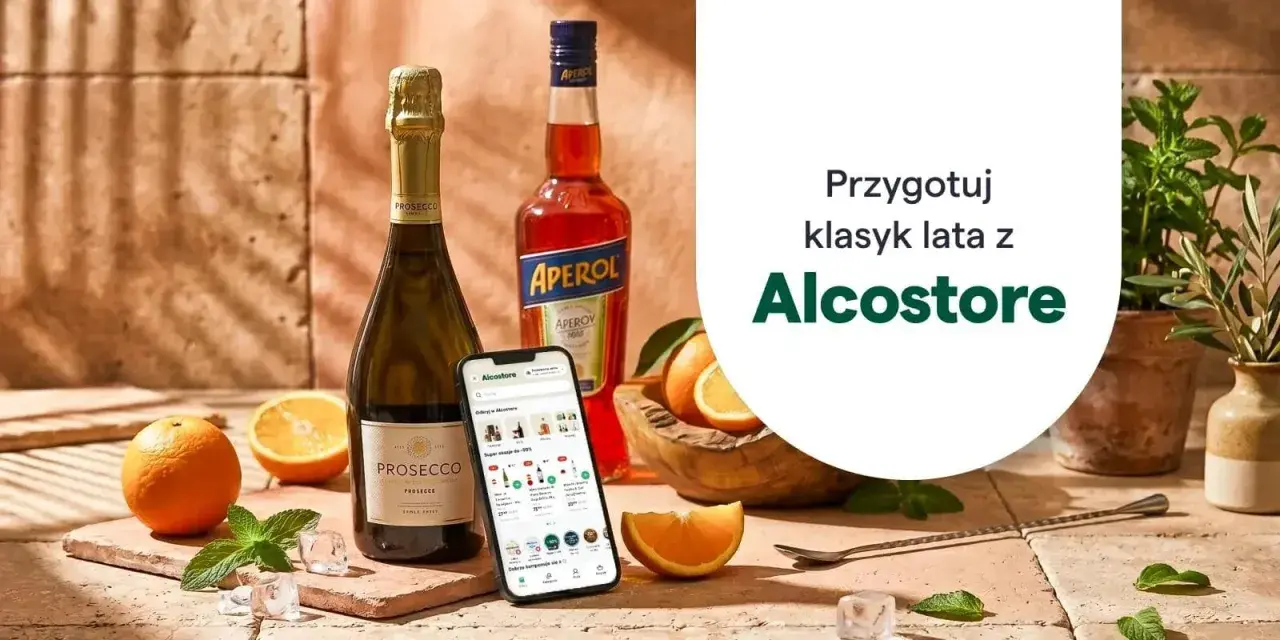 Aperol z czym pić? Klasyczny Aperol Spritz z prosecco, pomarańczą i miętą. Zamów składniki w Alcostore.