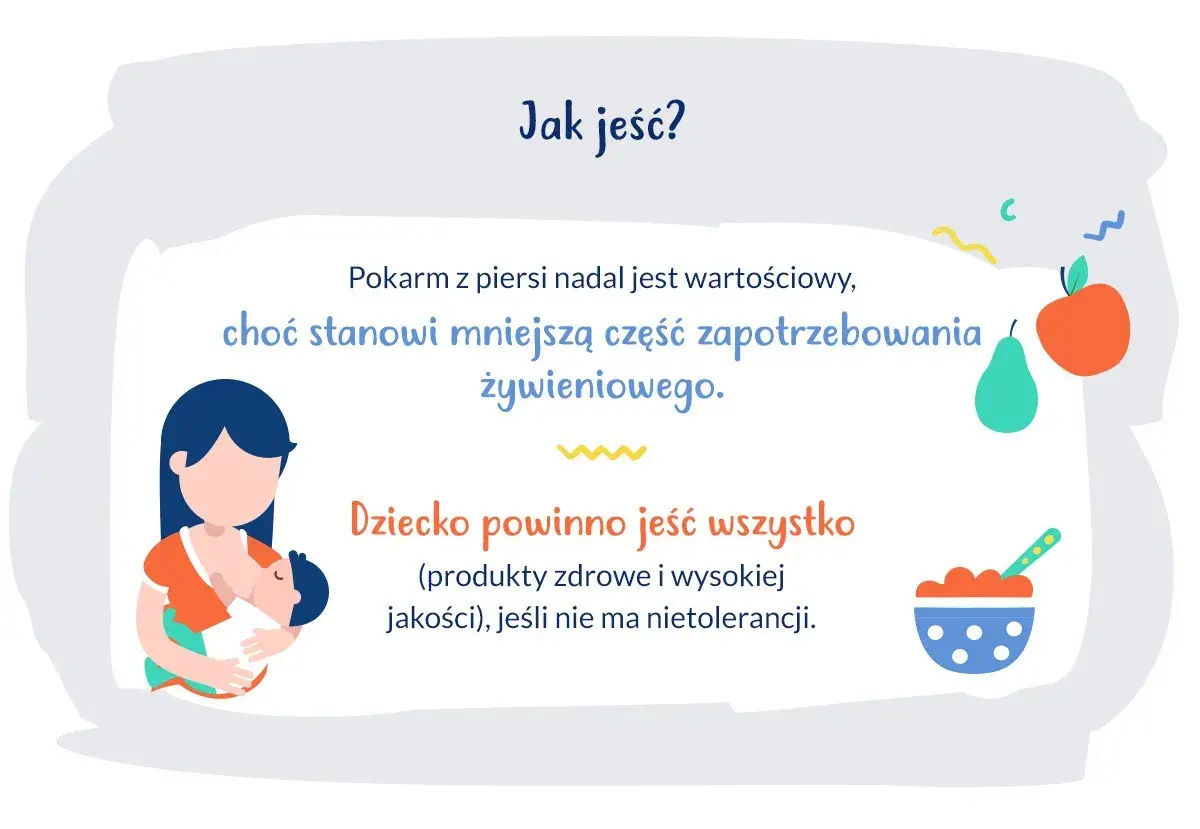 Karmienie piersią jest nadal ważne, nawet gdy 11-miesięczne dziecko je już inne pokarmy. Powinno jeść zdrowe produkty.