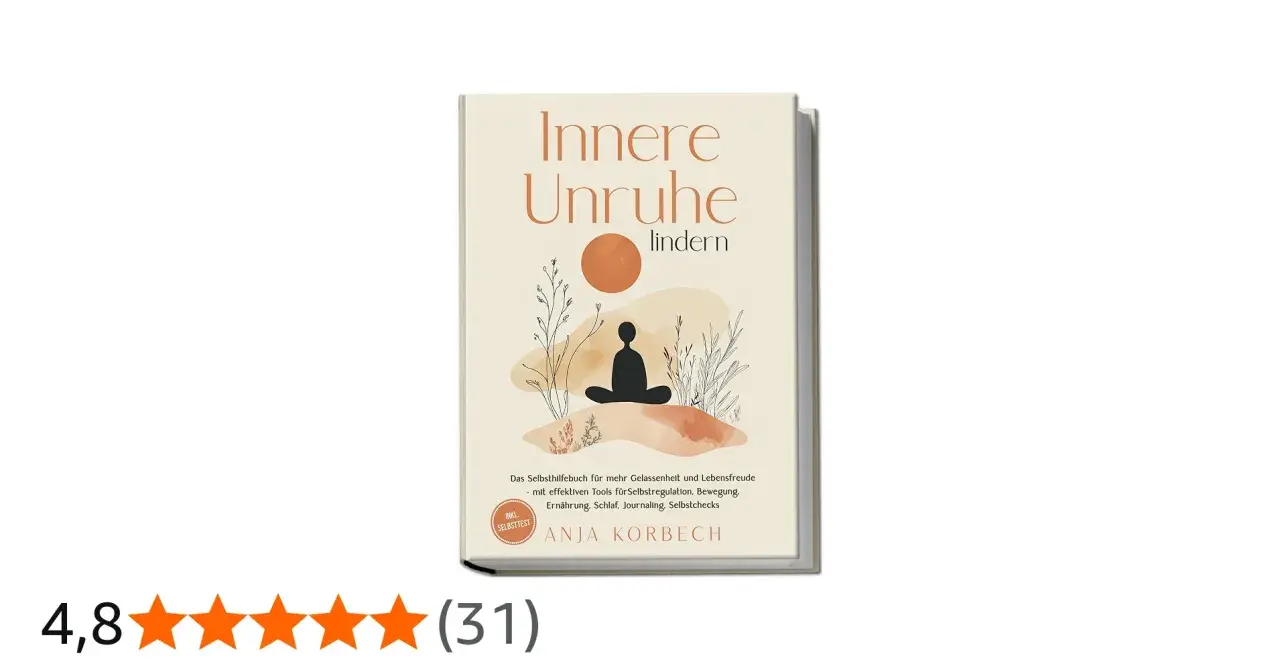 Buchcover "Innere Unruhe lindern" mit meditierender Figur. Hilft bei innerer Unruhe, was tun?