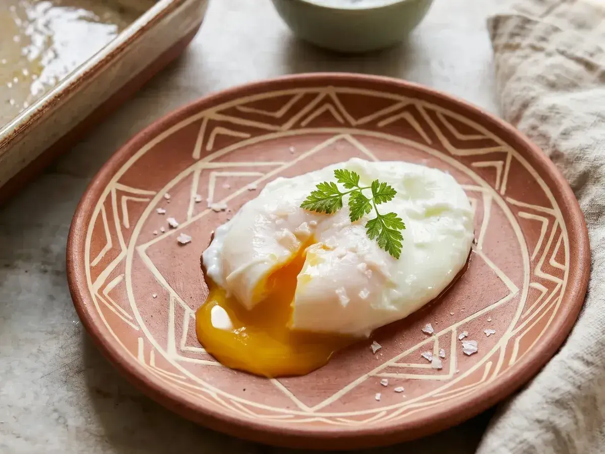 Un œuf poché parfait, prêt à être dégusté. Une recette simple pour un petit-déjeuner gourmand.