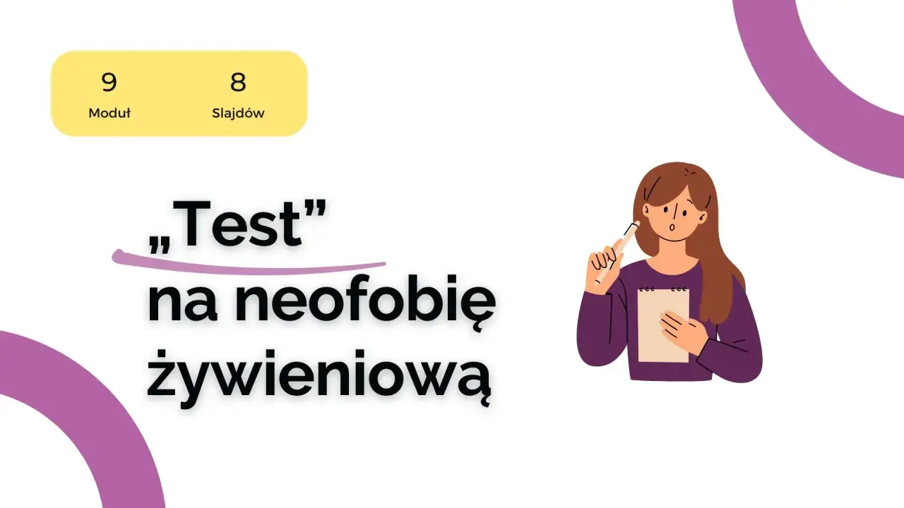 Test" na neofobię żywieniową. Kobieta z notatnikiem i długopisem zastanawia się nad pytaniami.