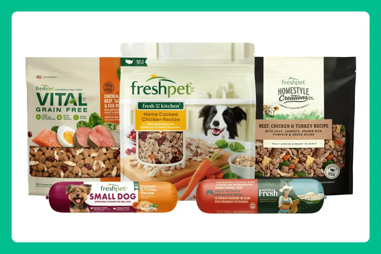 Freshpet offers a variety of grain-free and homestyle recipes, like chicken, beef, and turkey, ensuring a fresh, healthy meal for your dog.
