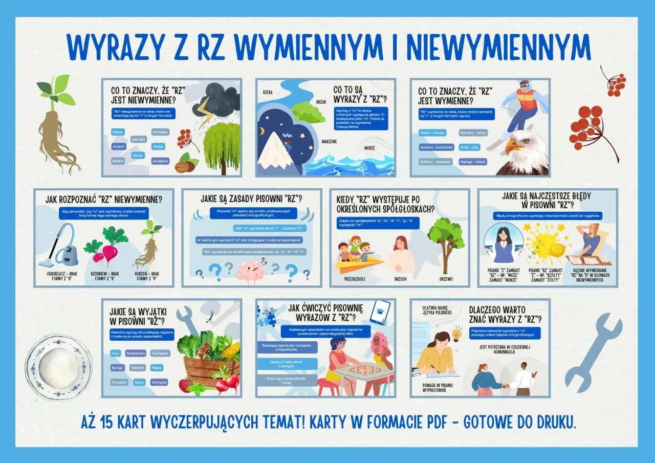 Wyrazy z "rz" niewymiennym, jak "rzeka" czy "burza", nie zmieniają się na "r". Nauka ortografii to klucz do sukcesu!