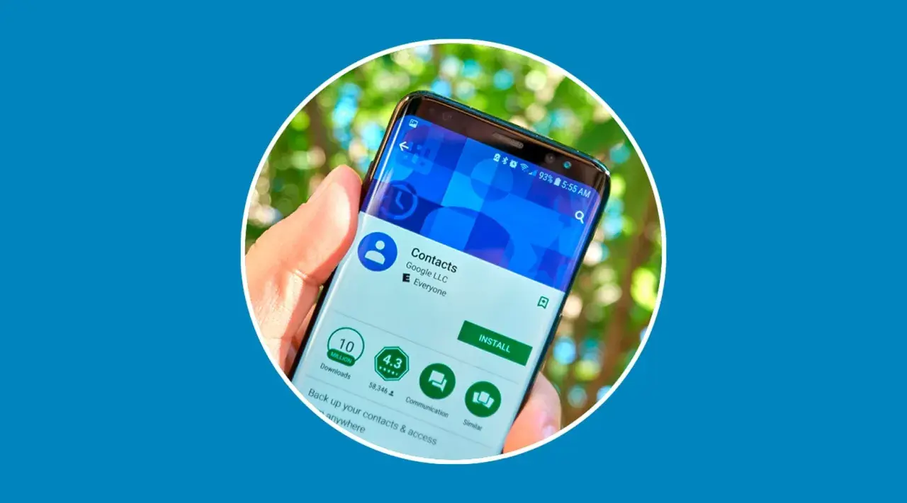 Muestra la aplicación Google Contacts, útil para saber como recuperar un número borrado.