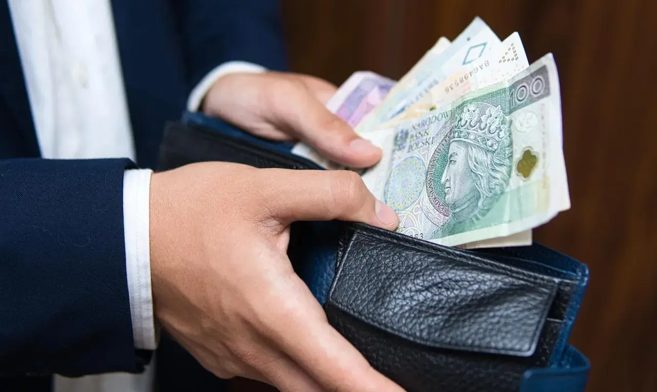 Dłonie wkładają polskie banknoty do portfela. Czy to efekt najlepiej płatnych zawodów?