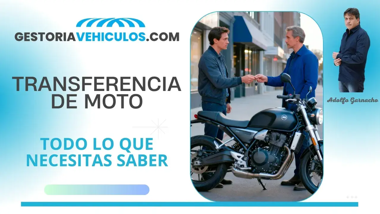 Gestoría de vehículos. Dos hombres intercambian llaves de moto. Información sobre gestoria cambio de nombre moto.