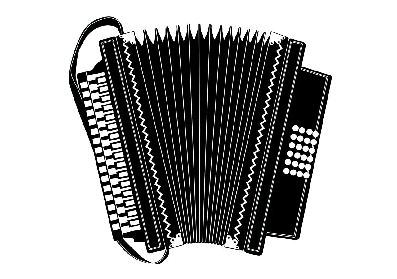Akordeon, jeden z instrumentów dętych klawiszowych, z miechem i klawiaturą.