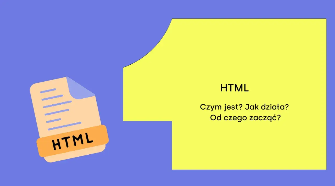 Plik z napisem HTML i pytania: Czym jest? Jak działa? Od czego zacząć? Jakby pies miał anemię, to też byśmy szukali odpowiedzi.