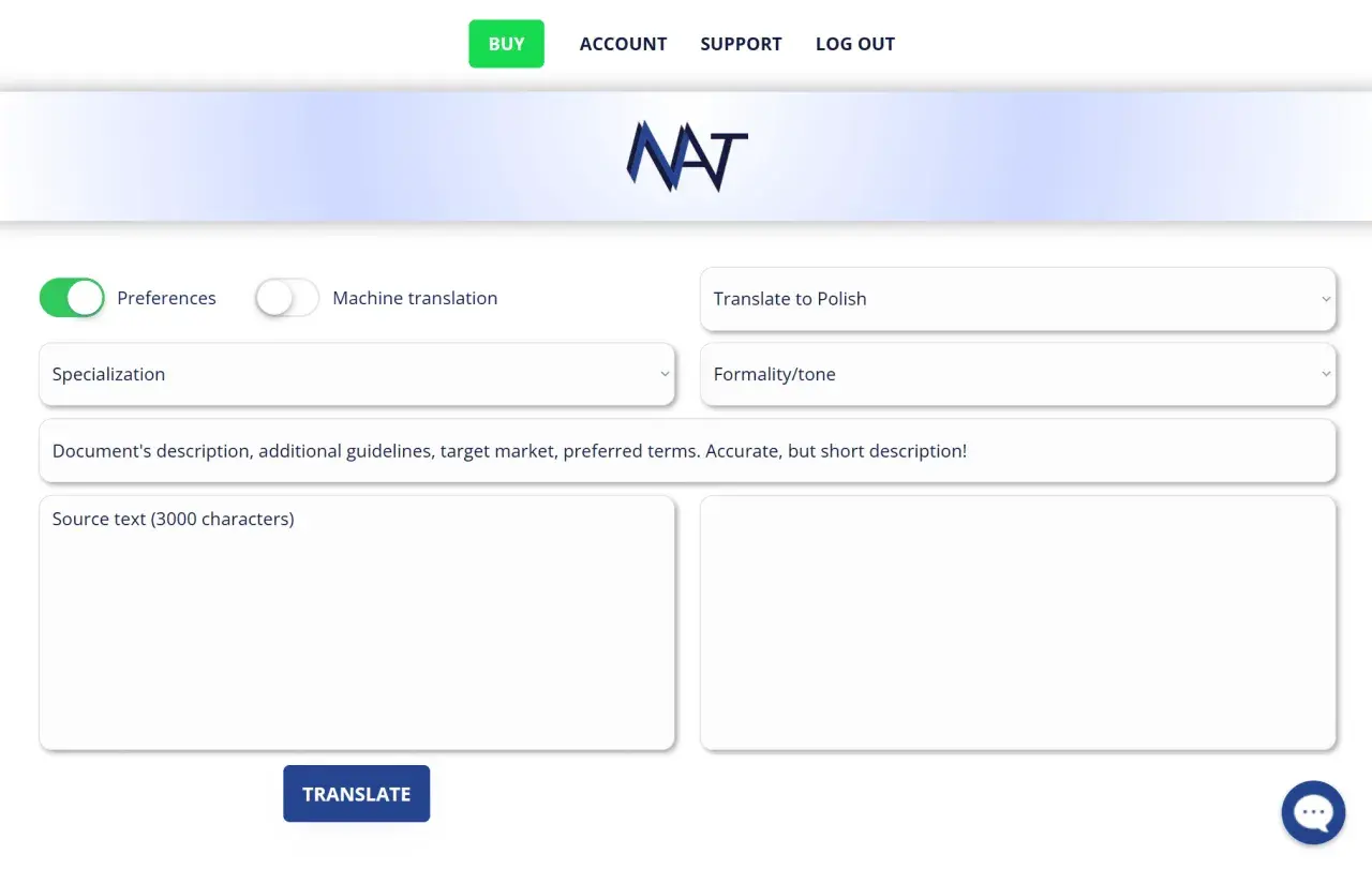 Tłumacz tekst na polski, wybierz specjalizację i ton. Zastanawiasz się, co to znaczy po francusku? Wpisz tekst i kliknij "Translate".