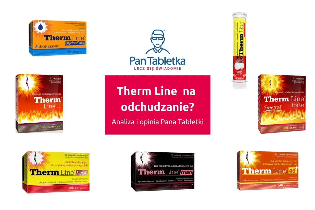 Jakie suplementy na redukcji? Zobacz analizę i opinię Pana Tabletki o produktach Therm Line, wspierających odchudzanie.