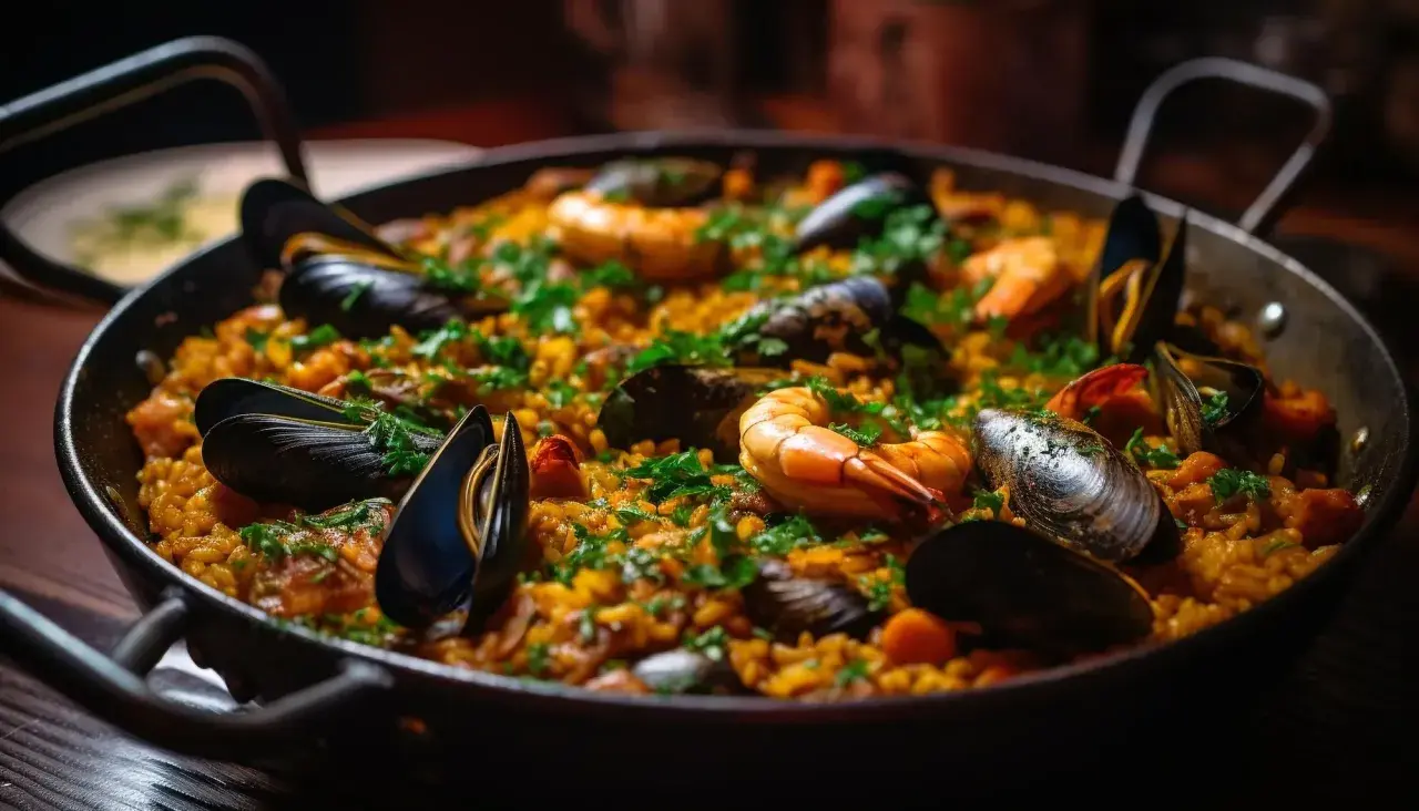 Pyszna paella z owocami morza i ryżem, idealna na rodzinny obiad. Ten przepis na paellę zachwyci każdego!