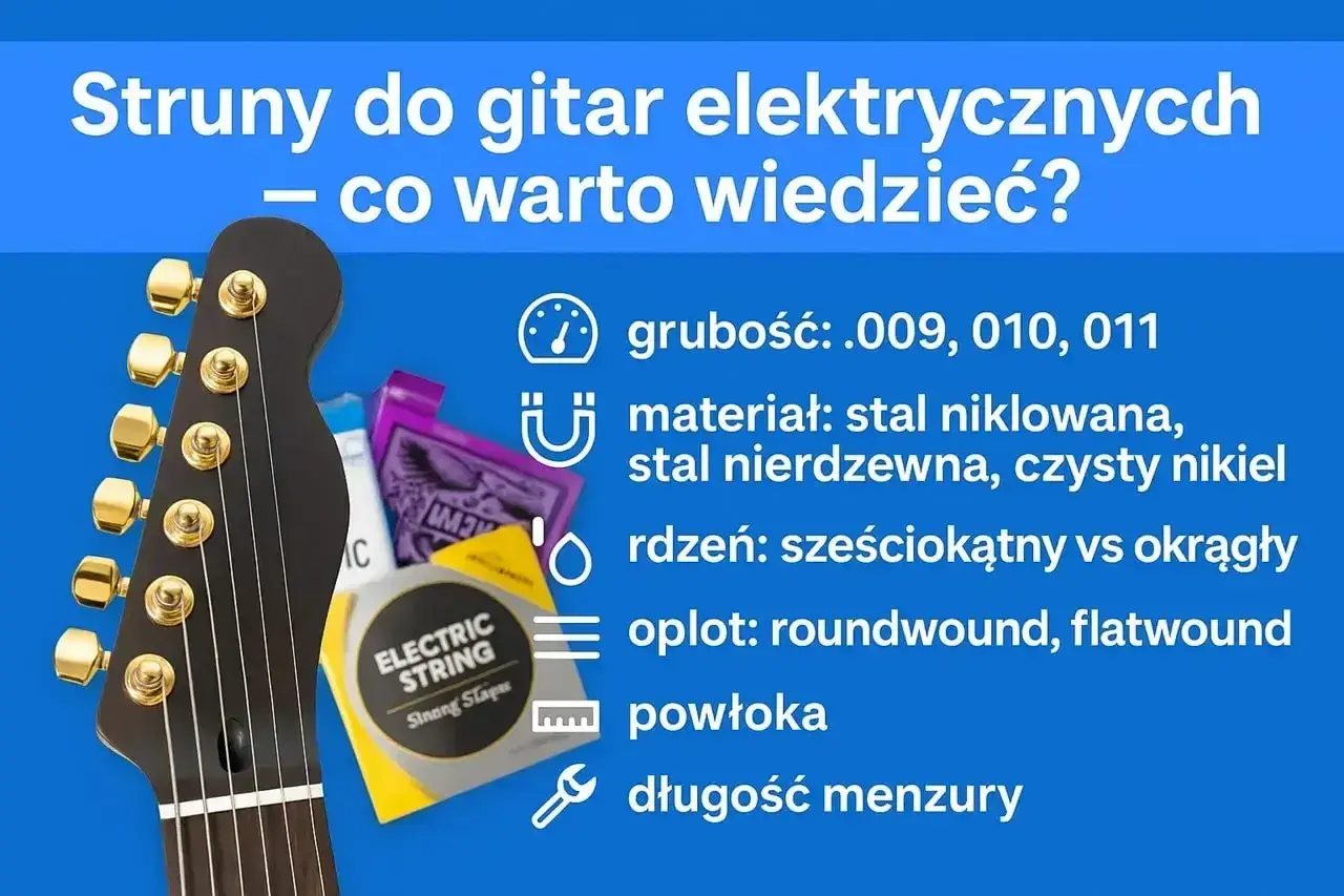 Jakie struny do gitary elektrycznej wybrać? Grubość, materiał, rdzeń, oplot, powłoka i długość menzury to kluczowe czynniki.