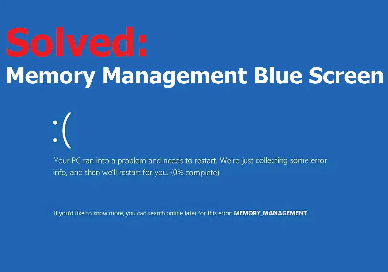 Rozwiązany problem: blue screen windows 11, błąd Memory Management. Komputer wymaga restartu.