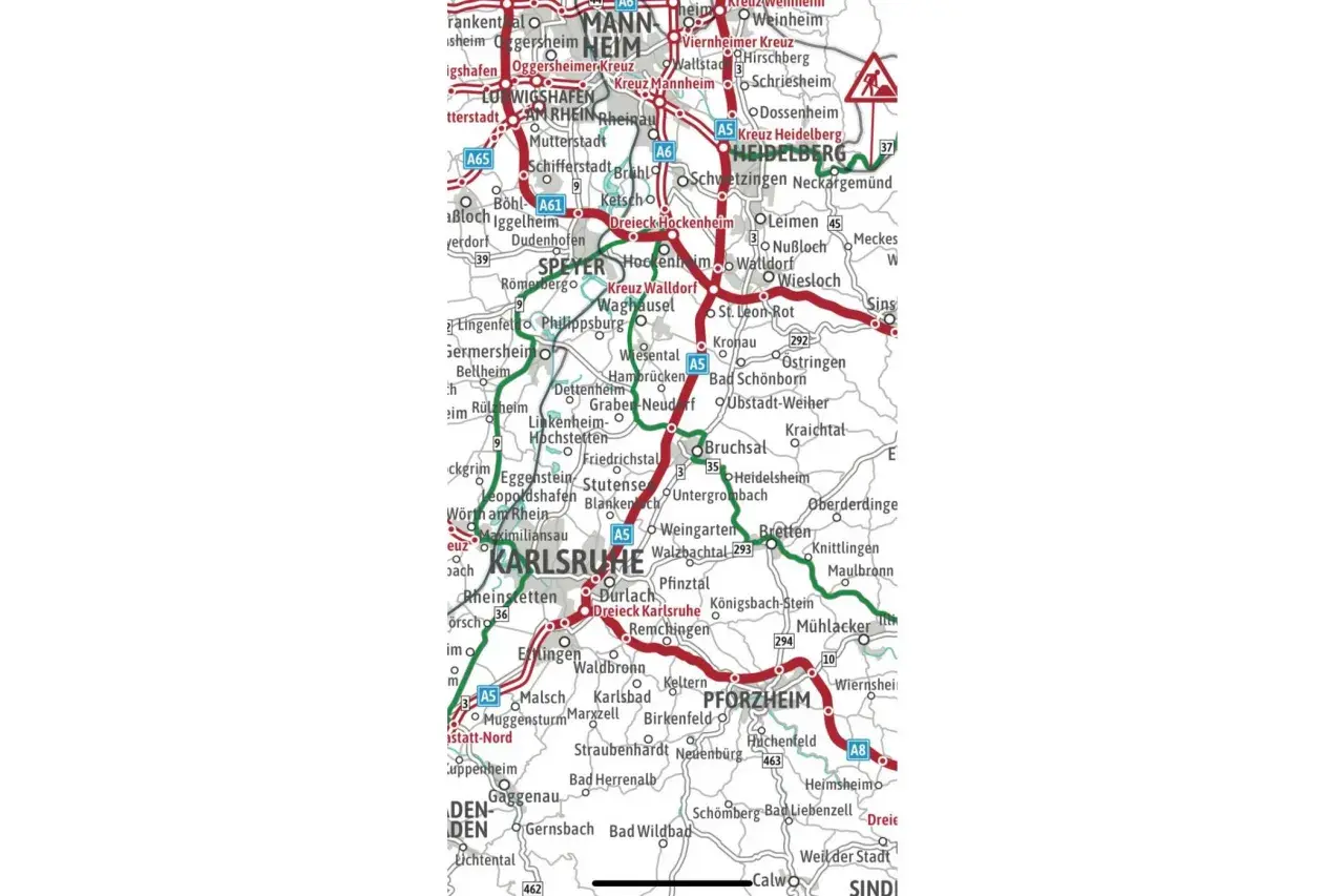 Karte zeigt Autobahnen und Städte in Deutschland. LKW-Fahrverbote in Europa sind ein wichtiges Thema für den Transport.