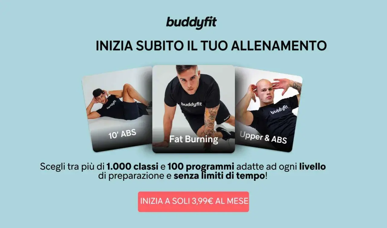 Allenamenti per addominali da seduti e in piedi, fat burning e upper body. Buddyfit offre corsi per tutti i livelli.
