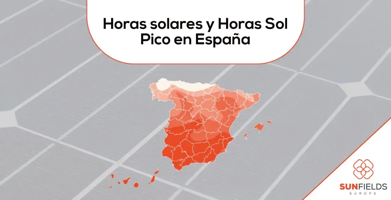 Mapa de España con zonas coloreadas que indican las horas de luz solar. El sur y el este disfrutan de más horas de luz.