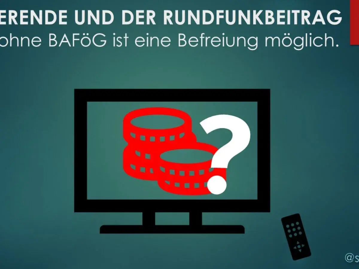 GEZ-Gebühren: Münzen und Fragezeichen auf dem Bildschirm. Viele gez studenten fragen sich, ob sie befreit werden können.