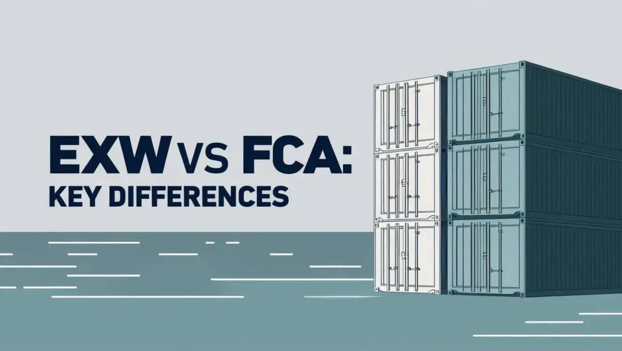 EXW vs FCA: Schlüsselunterschiede. Stapel von Containern, die die Bedeutung von EXW im internationalen Handel verdeutlichen.