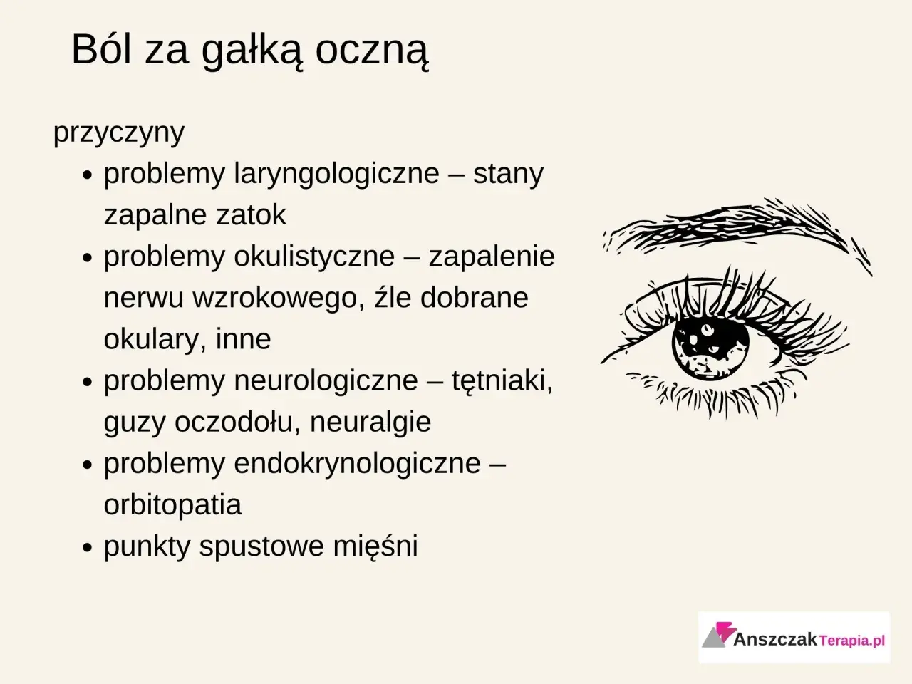 Ból oczu i głowy może mieć różne przyczyny: problemy z zatokami, wzrokiem, neurologiczne, endokrynologiczne i punkty spustowe mięśni.