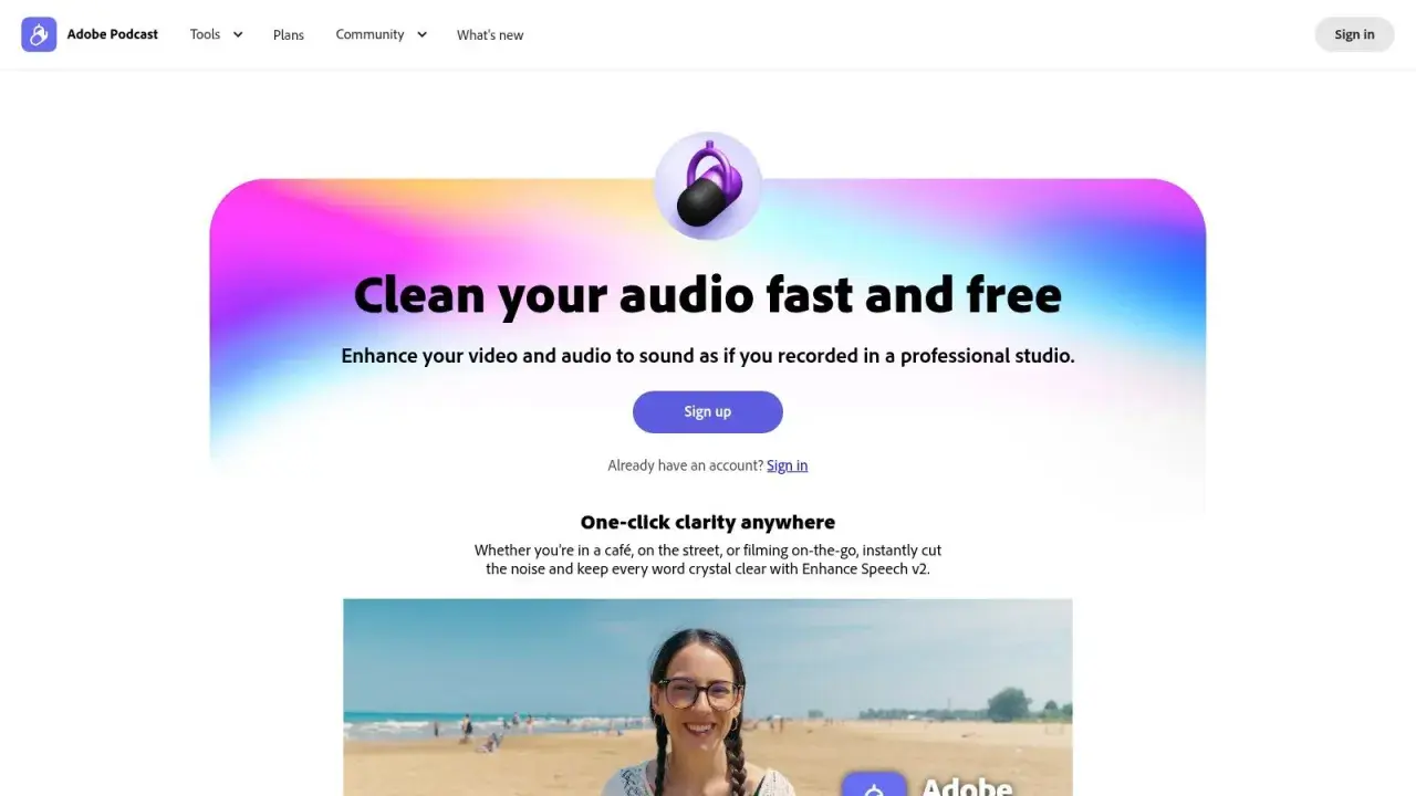Adobe Podcast offers a free noise reduction plugin to clean your audio fast. Enhance your recordings for professional studio sound.