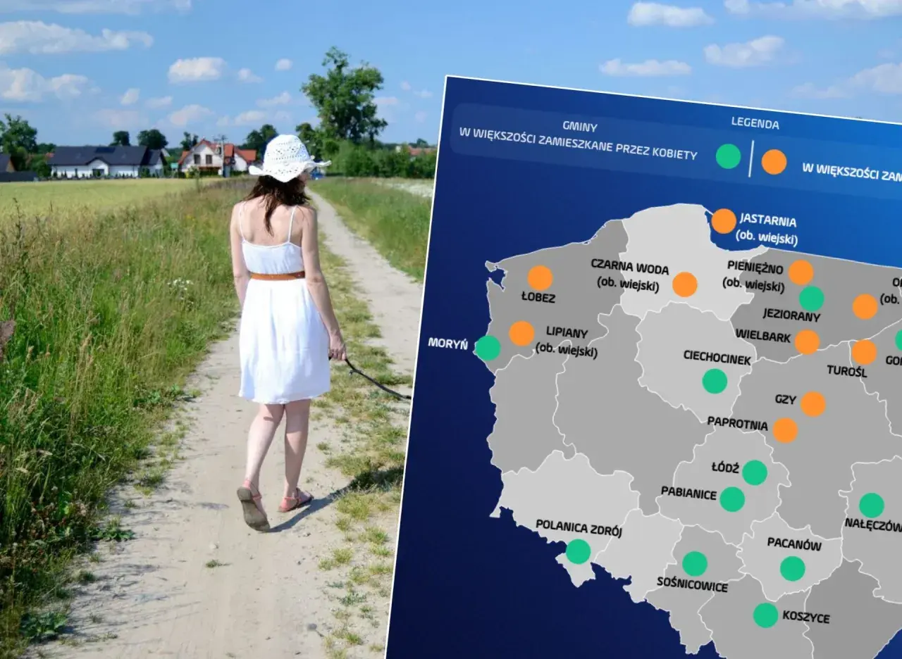 Spacer po wsi, gdzie na mapie zaznaczono, na jakim portalu można poznać normalnego faceta.