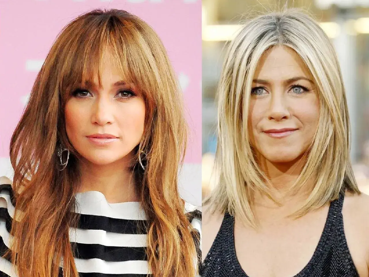 Dos mujeres con cortes de pelo modernos que rejuvenecen cortes de pelo mujer de 50 años.