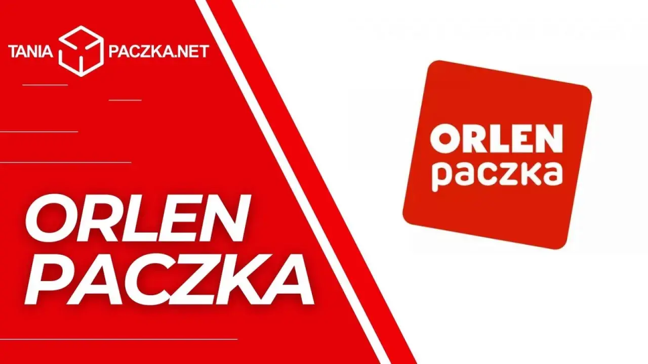 Logo ORLEN Paczka na czerwonym tle z napisem "ORLEN PACZKA" i "TANIE PACZKA.NET".