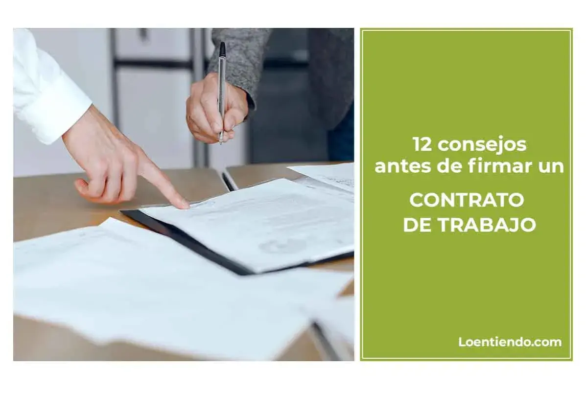 Manos revisando un contrato de trabajo antes de firmar. 12 consejos para firmar contrato antes de cambiar de trabajo.