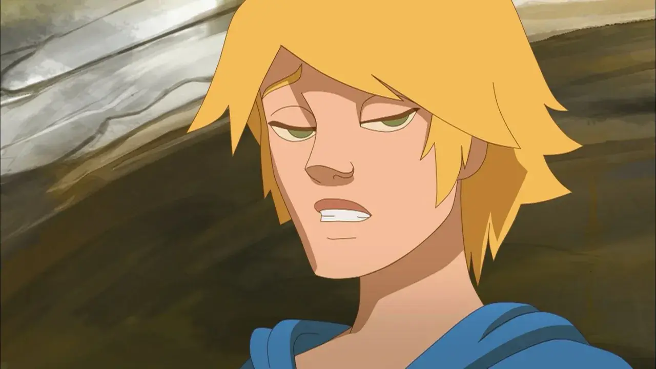 Un jeune homme aux cheveux blonds, le regard fatigué, dans le ranch saison 1 épisode 3.