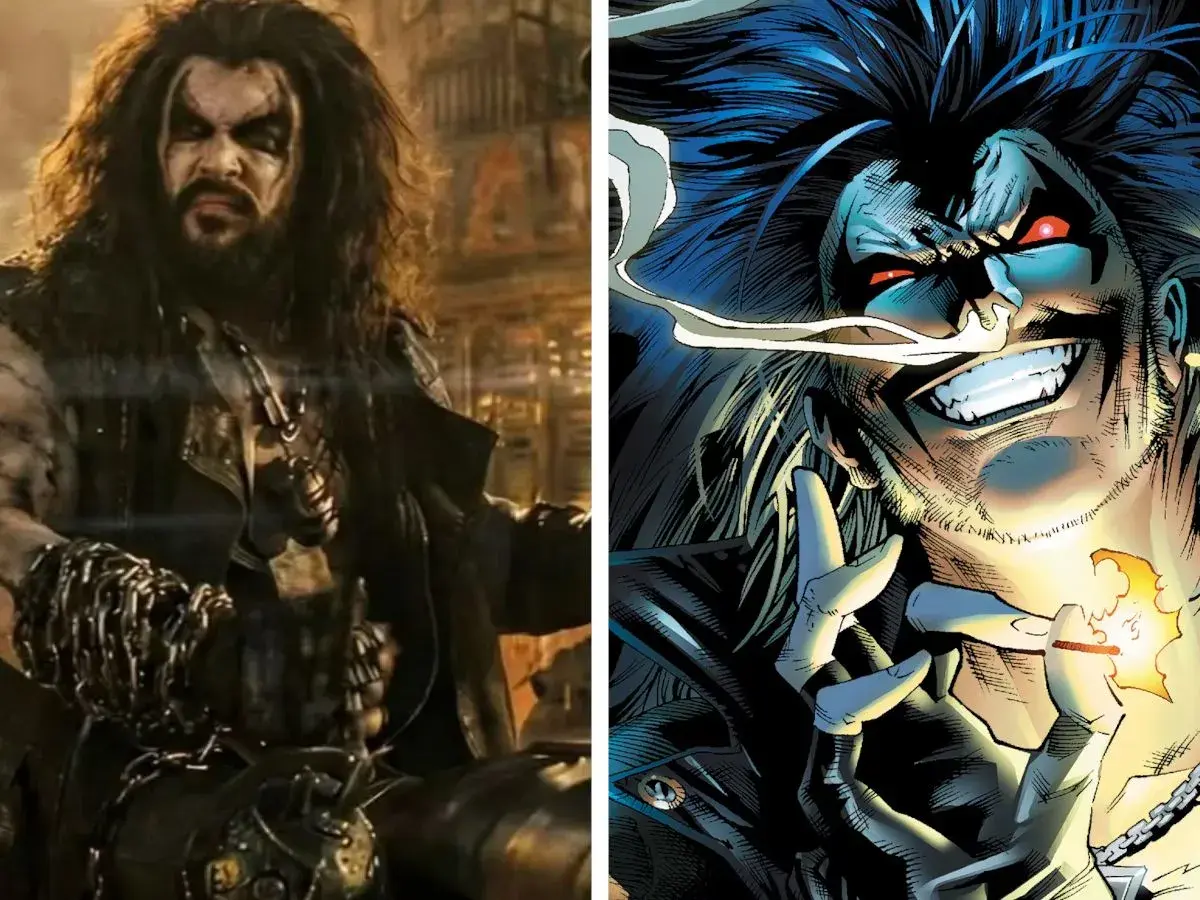 Lobo, le mercenaire intergalactique de DC Comics, dans un montage comparant son apparence dans des films et en bande dessinée.