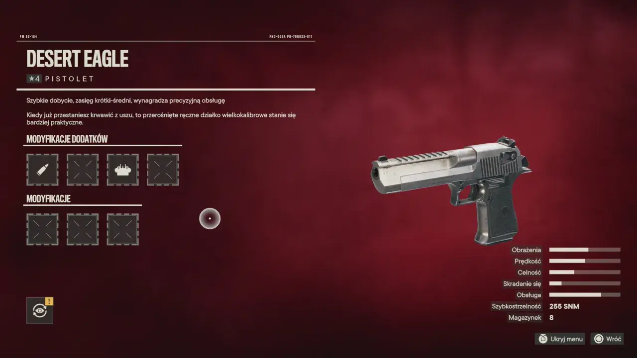 Pistolet Desert Eagle, potężny, wielkokalibrowy deagle, gotowy do modyfikacji.