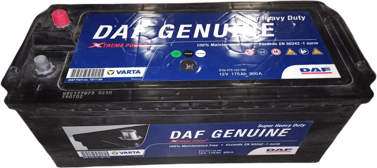 Akumulator DAF Genuine Super Heavy Duty, idealny do ciężarówek DAF XF 106. 12V 175Ah 900A, 100% bezobsługowy.