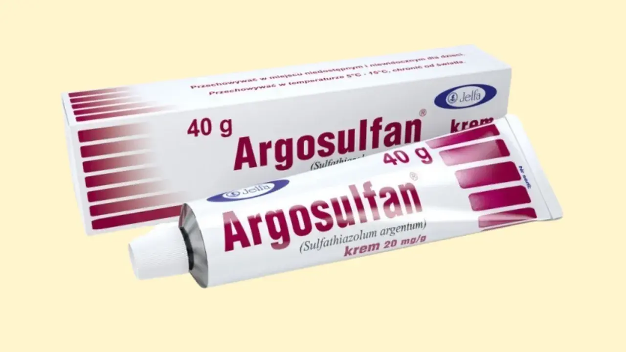 Argosulfan krem na co? Tubka i opakowanie leku Argosulfan z sulfatiazolem srebra, stosowanego na rany i oparzenia.