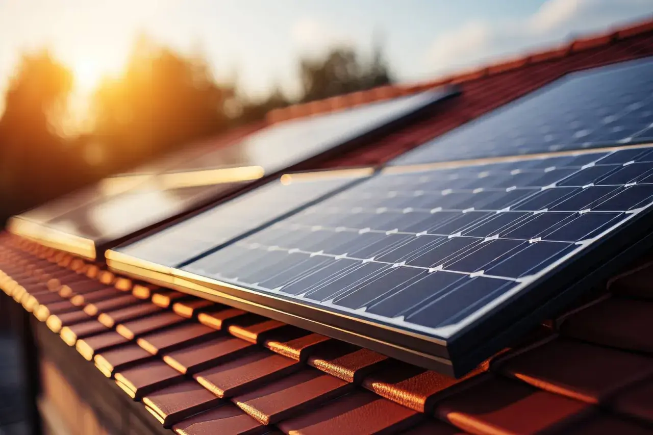 Panneaux solaires sur un toit, capturant la lumière du soleil. Un projet d'énergie verte pour un avenir durable.