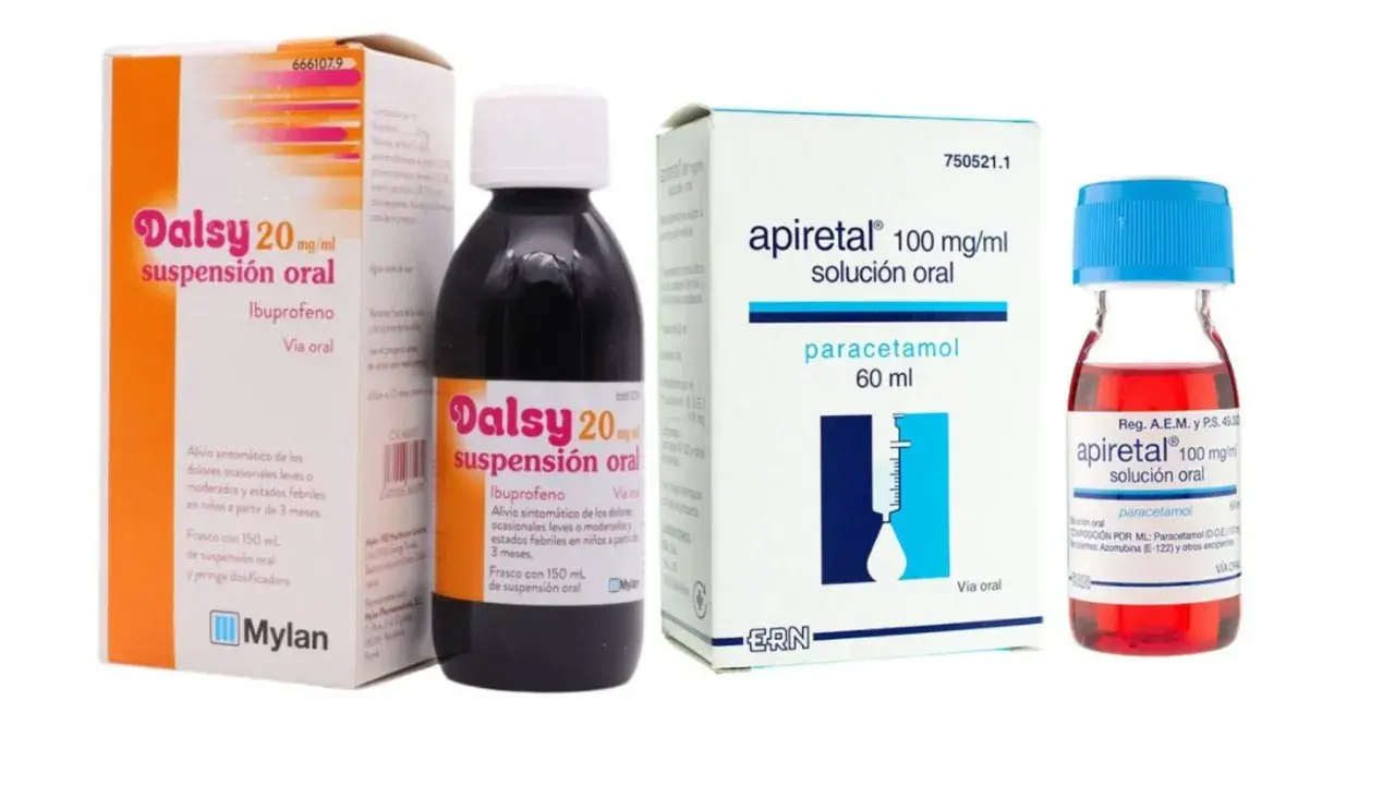 Dalsy o Apiretal para la tos. Dos jarabes infantiles, uno con ibuprofeno y otro con paracetamol, para aliviar el malestar.