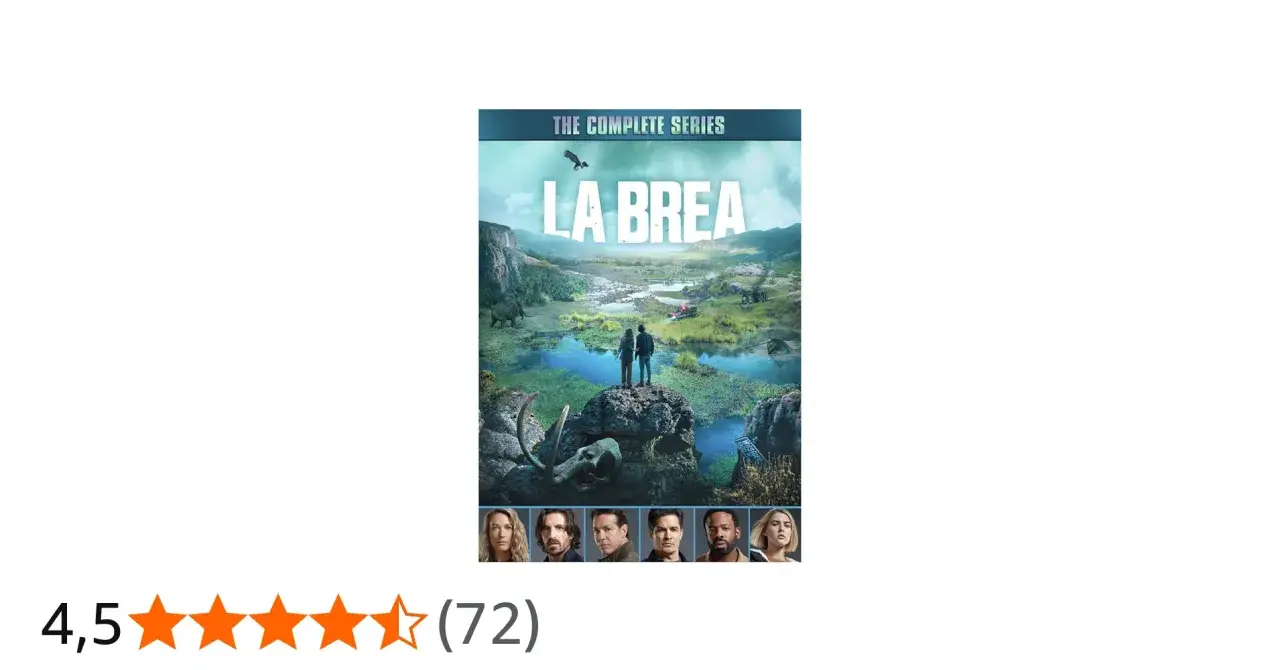 La Brea: The Complete Series. Ett par står på en klippa och blickar ut över ett förhistoriskt landskap med mammutar och en mystisk spricka.