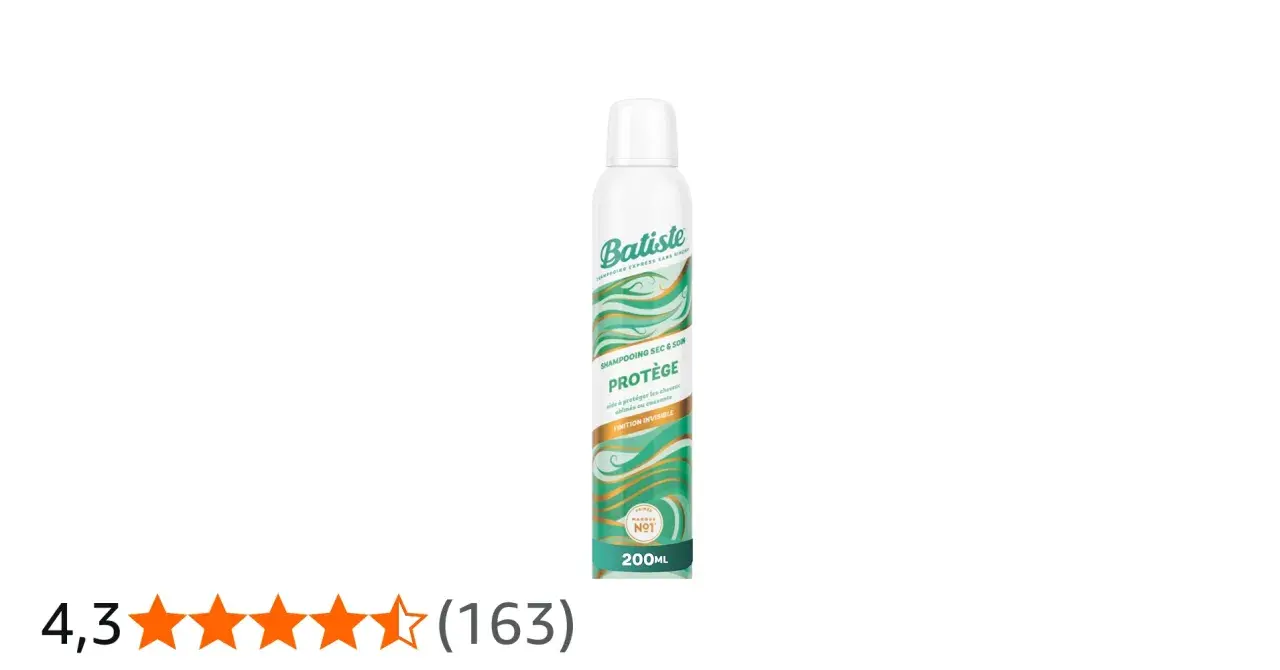Flacon de shampoing sec Batiste Protège, 200ml. Attention, certains utilisateurs ont signalé des réactions indésirables, le rendant potentiellement dangereux.